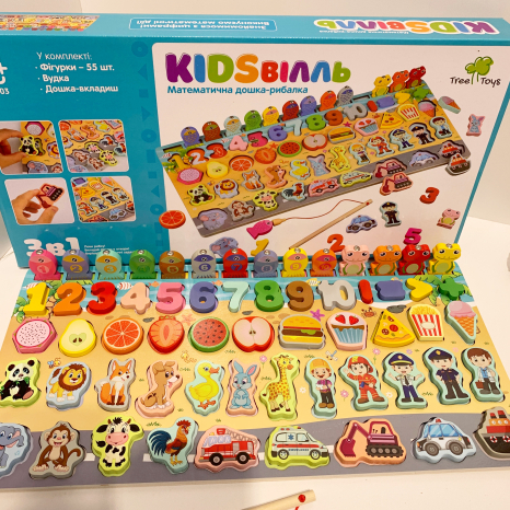 Дерев'яна іграшка, розвиваючий сортер Монтессорі з рибалкою, MD 2903