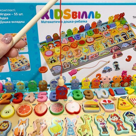 Дерев'яна іграшка, розвиваючий сортер Монтессорі з рибалкою, MD 2903