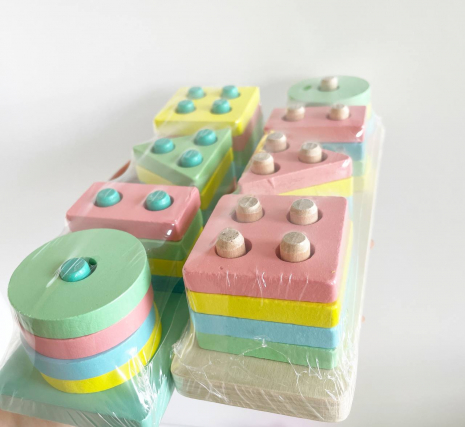 Дерев'яна іграшка Геометричний сортер логіка (пірамідка геометрика)