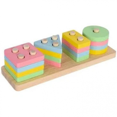 Дерев'яна іграшка Геометричний сортер логіка (пірамідка геометрика)