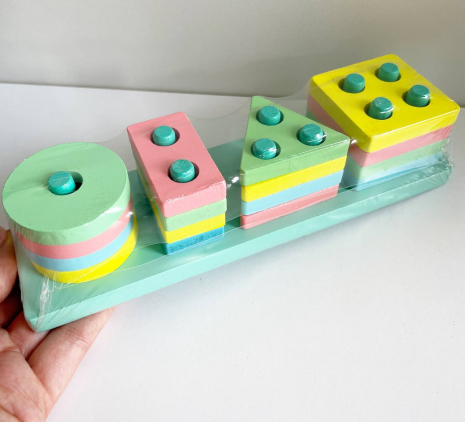 Дерев'яна іграшка Геометричний сортер логіка (пірамідка геометрика)