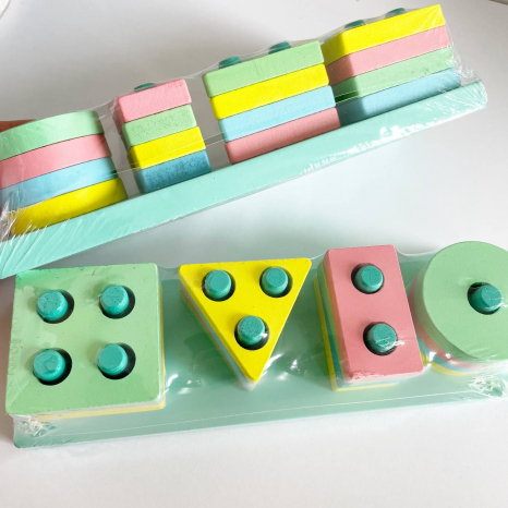 Дерев'яна іграшка Геометричний сортер логіка (пірамідка геометрика)