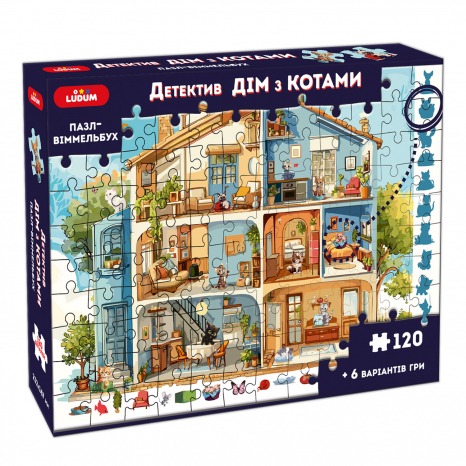 Пазлы - виммельбух Дом с котами 120 деталей Ludum МЕ