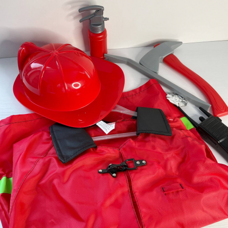Дитячий ігровий набір пожежника:  каска, форма пожежника, вогнегасник, сокира, лом, MJS 004-1