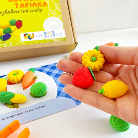 Развивающая игра с карточками заданиями Полезная тарелка