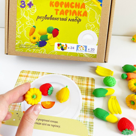 Развивающая игра с карточками заданиями Полезная тарелка