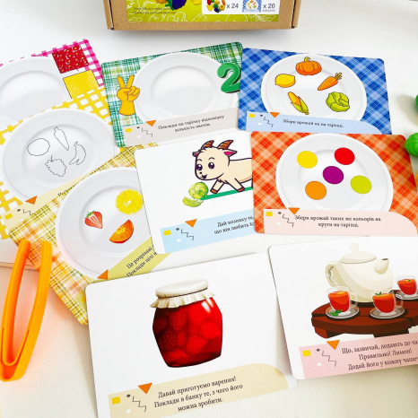 Развивающая игра с карточками заданиями Полезная тарелка