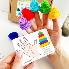 Развивающая детская игра с карточками задачами "Цветные шапочки" MMT-006