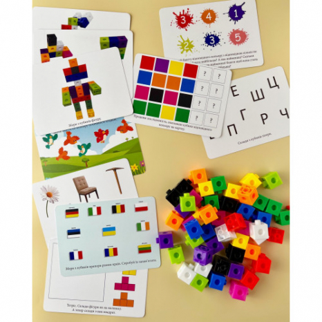 Розвиваюча гра з картками Кубики-конструктор з завданнями