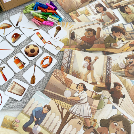 Логическая развивающая игра с карточками заданиями и прищепками Что? Кому? Для чего?