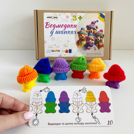 Детская развивающая игра с карточками-заданиями Мишки в шапочках MMT