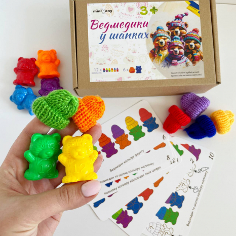 Детская развивающая игра с карточками-заданиями Мишки в шапочках MMT