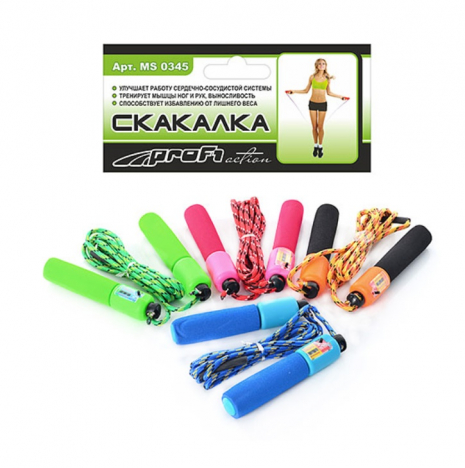 Скакалка MS 0345 лічильник, м'яка ручка, 4 кольори