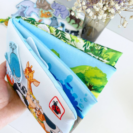 Книжка м'яконабивна розвиваюча з липучками з фетр Тварини