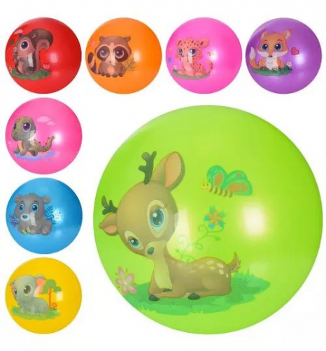 М'яч дитячий MS 3508 9 дюймів, малюнок, 60 г., 8 кольорів, 8 видів (тварини)