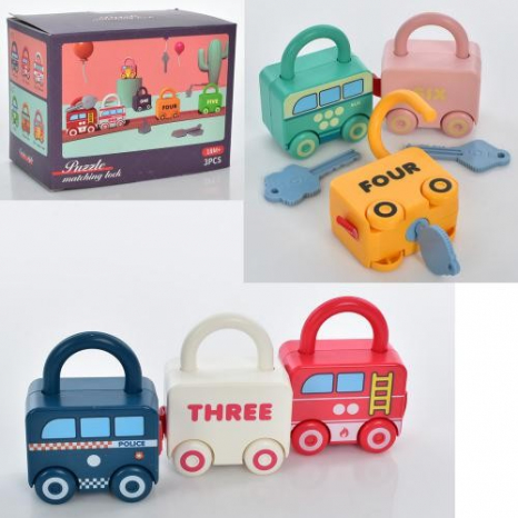 Дитяча логічна гра Монтессорі Замочки з ключиками Транспорт, MT033512