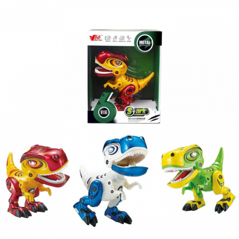 Металевий динозавр 12 см, світло, звук