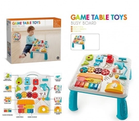 Інтерактивний столик - бізіборд N 6017: звуки, мелодії, підсвічування, фрази англ.мовою, бізі-борд, замочки, в коробці