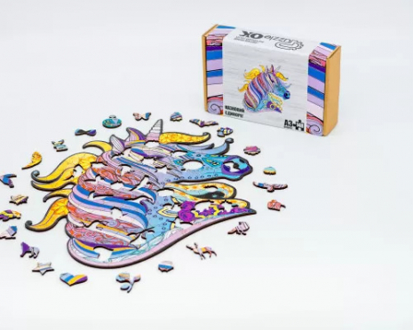 Фігурний дерев'яний пазл "Казковий Єдиноріг", розмір А3, PuzzleOK