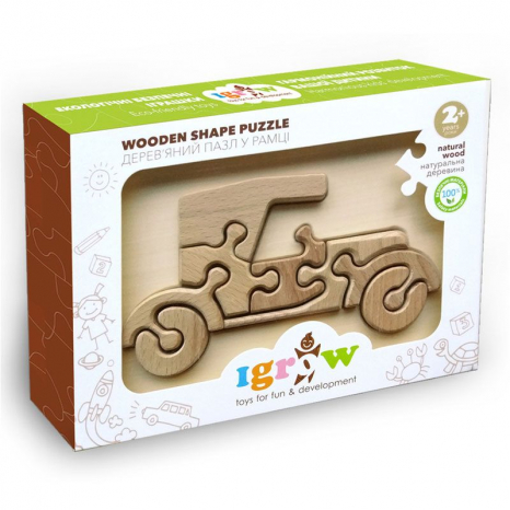 Пазл дерев'яний у рамці "Ретро-автомобіль". Ігротеко. Pazl9