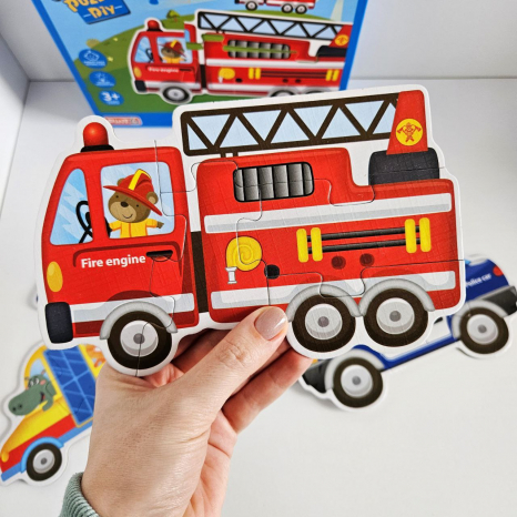 Пазли PE 633  “Спецтехніка”, 6 картинок-пазлів, 24 елементи, написи англійською, в коробці