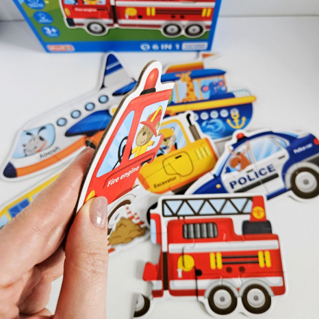 Пазли PE 633  “Спецтехніка”, 6 картинок-пазлів, 24 елементи, написи англійською, в коробці