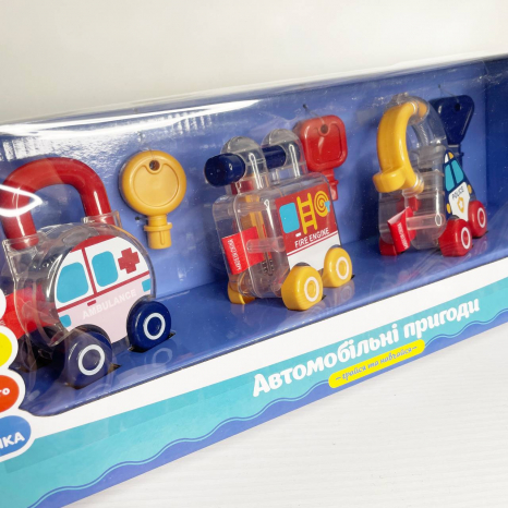 Набір машин вправи для тактильного розвитку- підбери ключик, PL-724-25