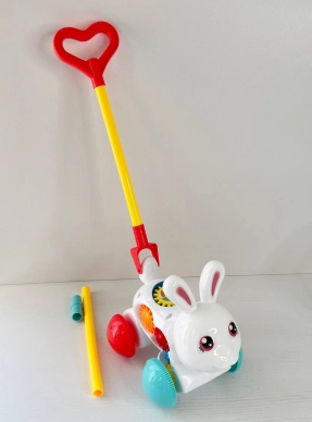 Каталочка зайчик на палочці з 51,8см, з пищалкою  PL-725-02