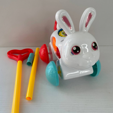 Каталочка зайчик на палочці з 51,8см, з пищалкою  PL-725-02