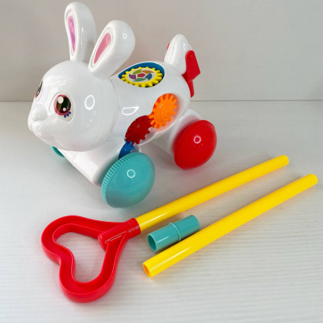 Каталочка зайчик на палочці з 51,8см, з пищалкою  PL-725-02