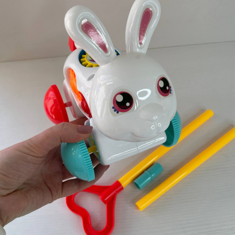 Каталочка зайчик на палочці з 51,8см, з пищалкою  PL-725-02