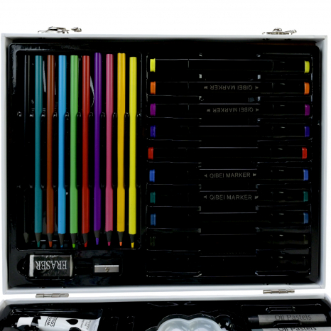 Набір для творчості у валізці (48 предметів) PL-725-35: крейда, маркери, кольорові олівці, фарби, розмальовки