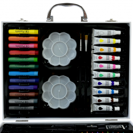 Набір для творчості у валізці (48 предметів) PL-725-35: крейда, маркери, кольорові олівці, фарби, розмальовки