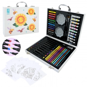 Набір для творчості у валізці (48 предметів) PL-725-35: крейда, маркери, кольорові олівці, фарби, розмальовки