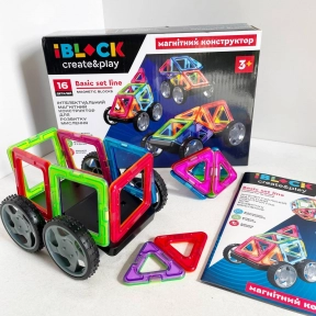 Магнітний конструктор транспорт  16 елементів IBLOCK PL-923-527