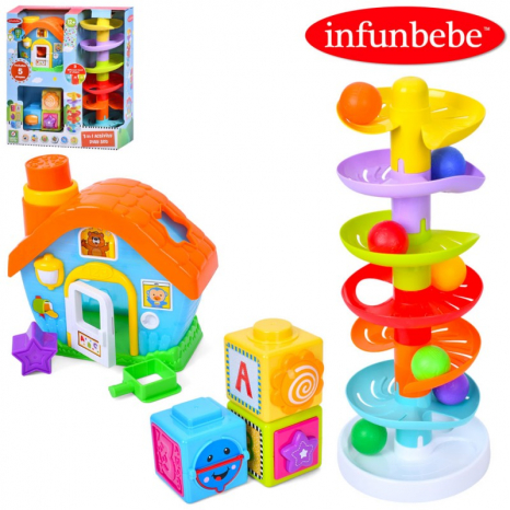Дитячий набір іграшок 3 в 1: будиночок - сортер, піраміка, кубики, PL1016-PL2041-PL2052