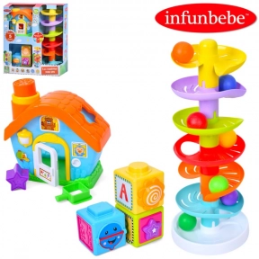 Дитячий набір іграшок 3 в 1: будиночок - сортер, піраміка, кубики, PL1016-PL2041-PL2052