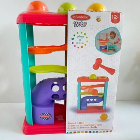 Детская пастиковая стучалка на 3 дорожки с мячиками и молотком PL1021