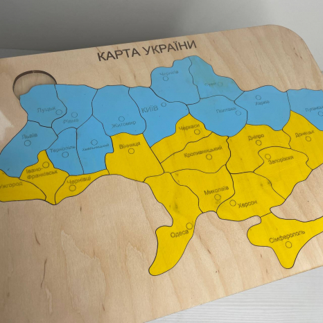 Дерев'яний пазл вкладка Мапа України на 25 елементів