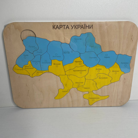 Дерев'яний пазл вкладка Мапа України на 25 елементів
