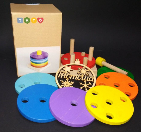 Дерев'яна іграшка пірамідка "Ребус" ТАТО