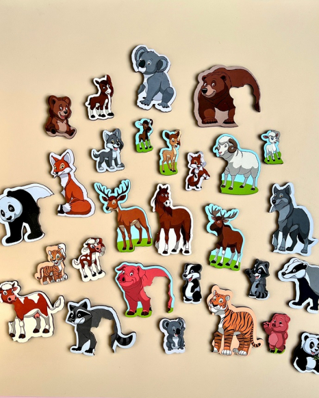 Деревянные пазлы - парочки в сундучке Мама и малыш Ubee ПСД033