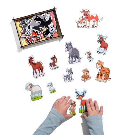 Деревянные пазлы - парочки в сундучке Мама и малыш Ubee ПСД033