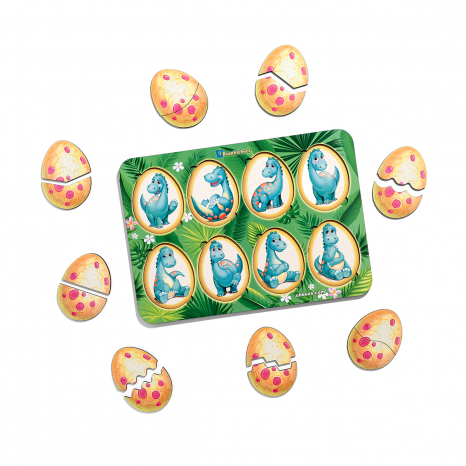 Дерев'яна рамка - вкладка, пазл Емоції динозавриків Ubee ПСД041