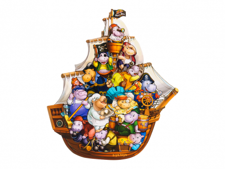 Пазл - вкладыш "Бегемотики - пираты", Ubee, ПСД083