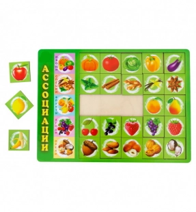 Дерев'яна рамка-сортер Асоціації - 5 з горішками ПСД134