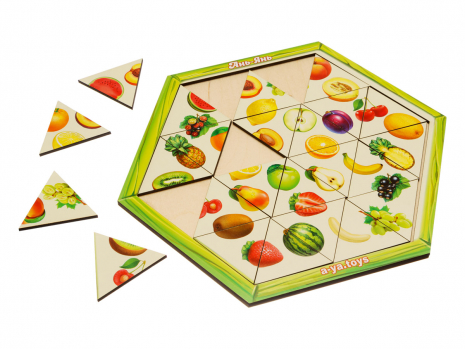 Деревянная игра пазл-головоломка "Фрукты" Ань-Янь. ПСД170