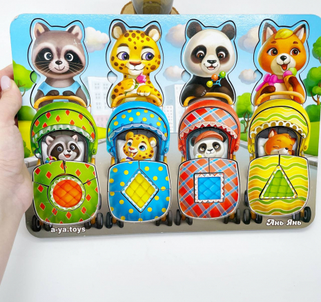 Сортер-вкладиш "Звірі у візочках" Ань-Янь. ПСД176