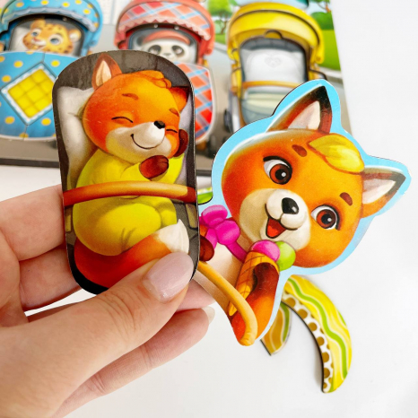 Сортер-вкладиш "Звірі у візочках" Ань-Янь. ПСД176