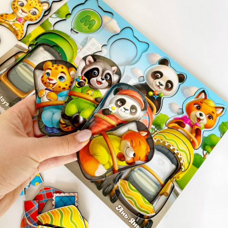 Сортер-вкладиш "Звірі у візочках" Ань-Янь. ПСД176